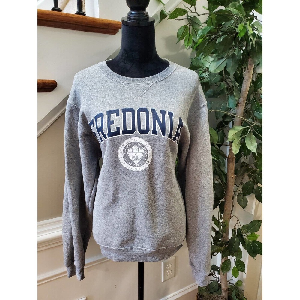 Russell Women's Solid Gray Polyester Long Sleeve Round Neck Pullover Sweater S